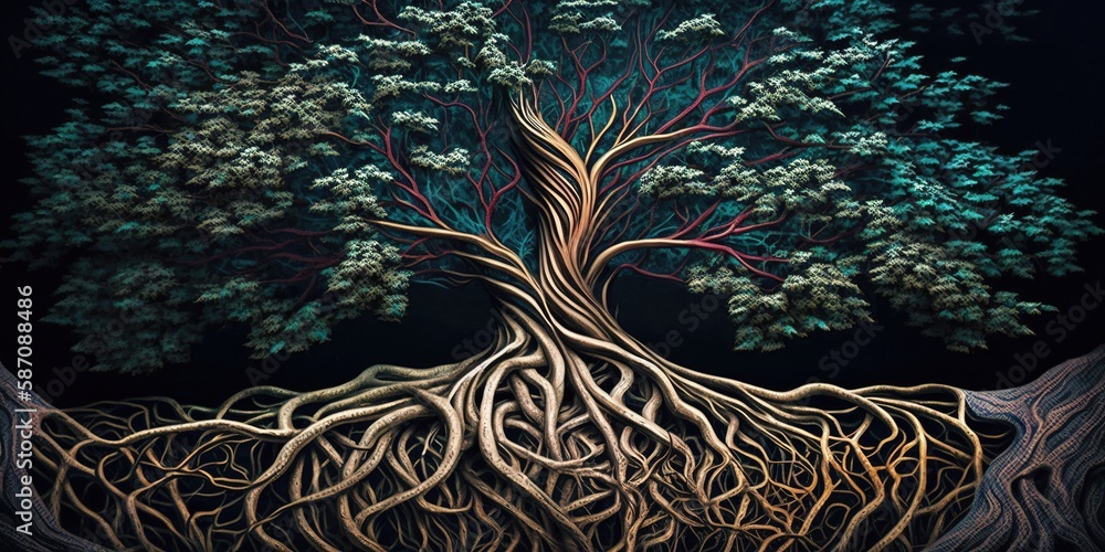 Poster the intricate root system of a conifer generative ai