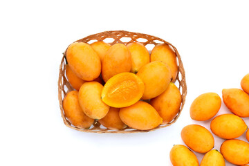 Marian plum fruit isolated on white background