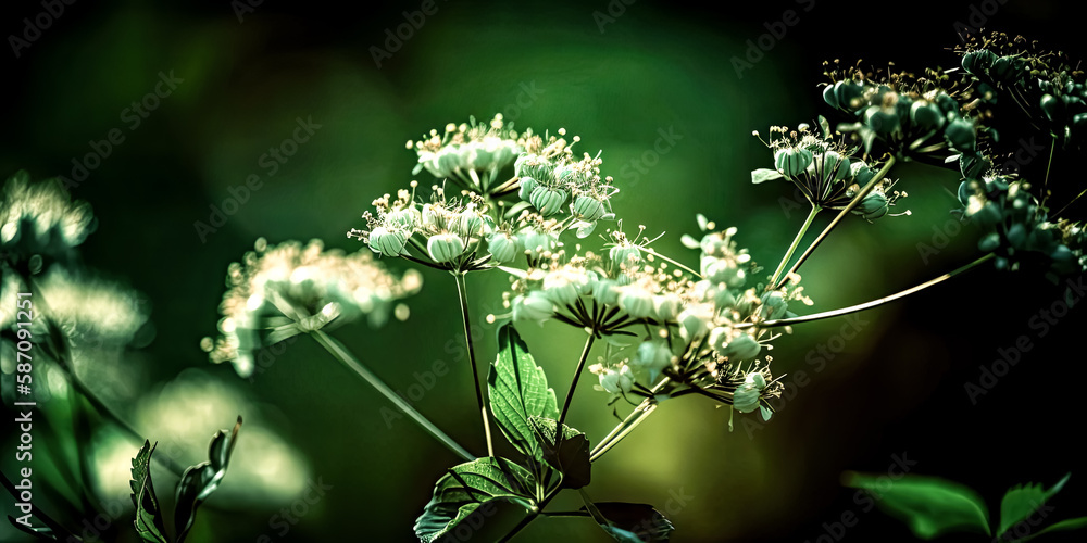 Poster soft shades of green and silver glow in the background, creating a serene atmosphere. - generative a