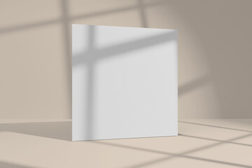 Mockup of a square greeting card with window shadow overlay