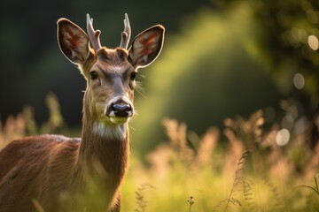 Deer on a lush meadow. Generative AI