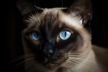 a close up of a blue eyed Siamese cat. Generative AI