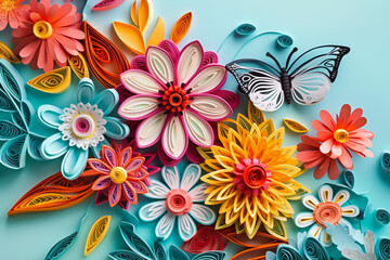 Fototapeta na wymiar Happy Mother's Day, flowers paper art. Generative AI