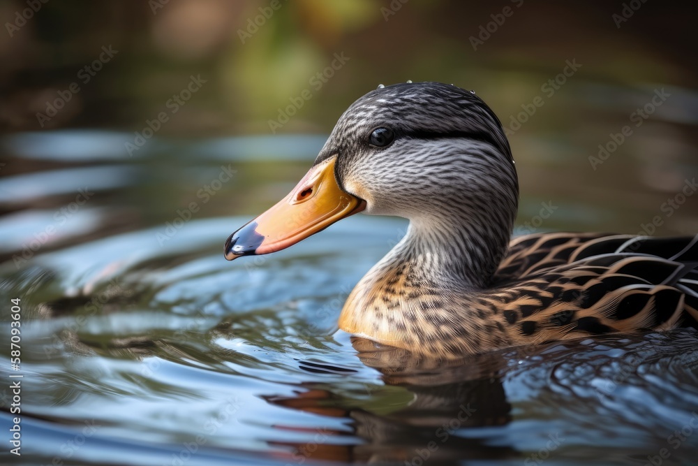 Canvas Prints The pond has a wild duck. Generative AI