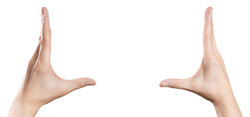 Hands making a frame or holding something, cut out