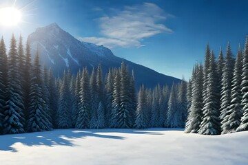 Fototapeta na wymiar winter landscape with fir trees