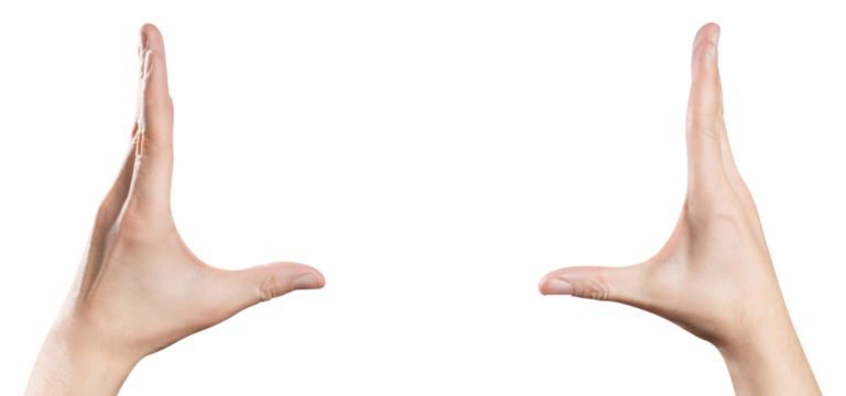 Hands making a frame or holding something, cut out