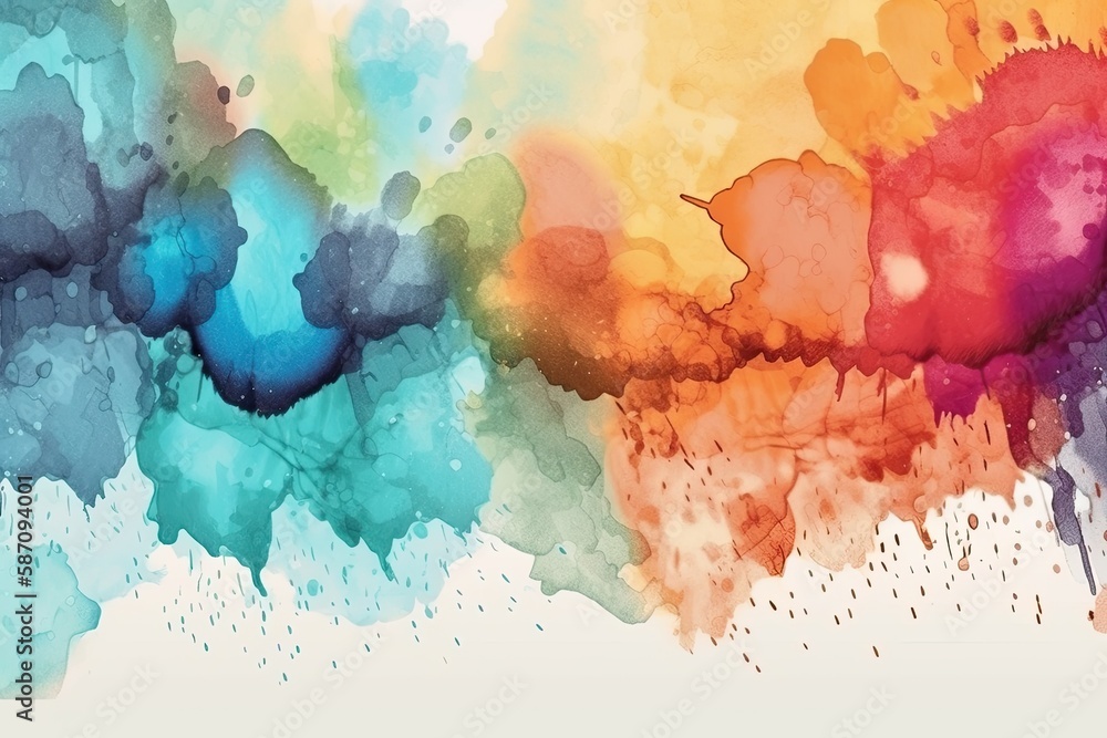 Poster abstract painting with vibrant colors on a blank canvas. generative ai
