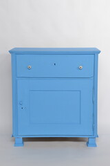 blue cabinet on white background 