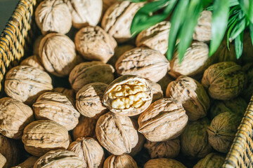 Close up of full-grained walnuts, a traditional Chinese delicacy