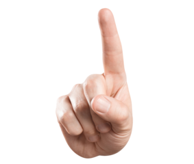 Hand with index finger up, cut out