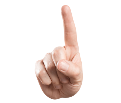 Hand with index finger up, cut out