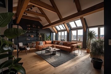 Obraz premium Modern Luxury attic Loft apartment. Generative AI 