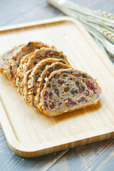 close up of slice of whole grain bread 