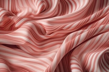 Pink and White Striped Fabric Close Up. Generative AI