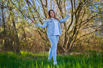 Pakistani young woman in a park, springtime