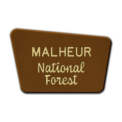 Malheur National Forest wood sign illustration on transparent background
