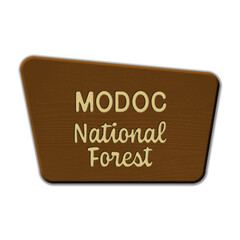 Modoc National Forest wood sign illustration on transparent background
