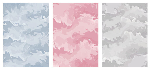 Set watercolor abstract background with marble liquid effect