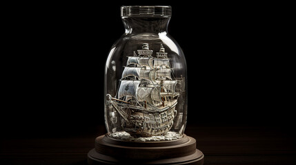 Obraz na płótnie Canvas Ship inside a glass bottle generative ai