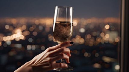 Hand holding glasses of champagne