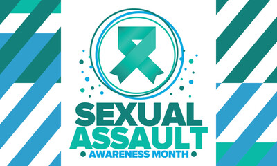 Sexual Assault Awareness Month in April. Annual campaign to promote education and the prevention of sexual violence. Social awareness symbol. Stop violence. Vector illustration