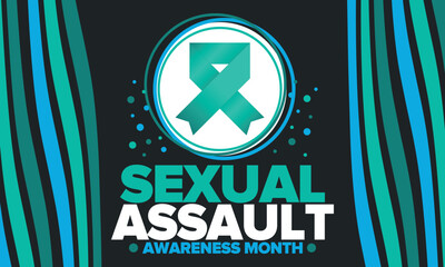 Sexual Assault Awareness Month in April. Annual campaign to promote education and the prevention of sexual violence. Social awareness symbol. Stop violence. Vector illustration