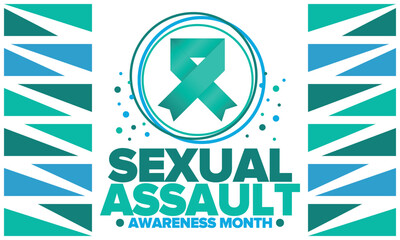 Sexual Assault Awareness Month in April. Annual campaign to promote education and the prevention of sexual violence. Social awareness symbol. Stop violence. Vector illustration