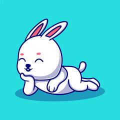 Cute bunny cartoon icon illustration. funny animal for a sticker
