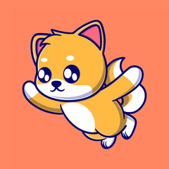 Cute fly dog cartoon icon illustration