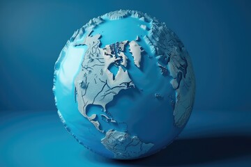 blue and white globe on a blue background. Generative AI