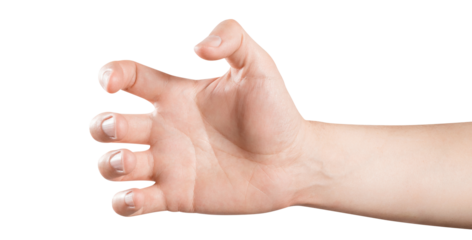 Male hand holding or grabbing something, cut out