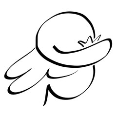 head of a girl in a cap with a crown, modern precess, abstract black outline