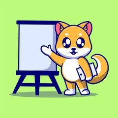 Cute business dog cartoon icon illustration