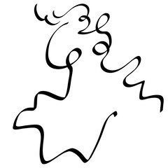 abstract image of young woman with wavy hair, creative black pattern