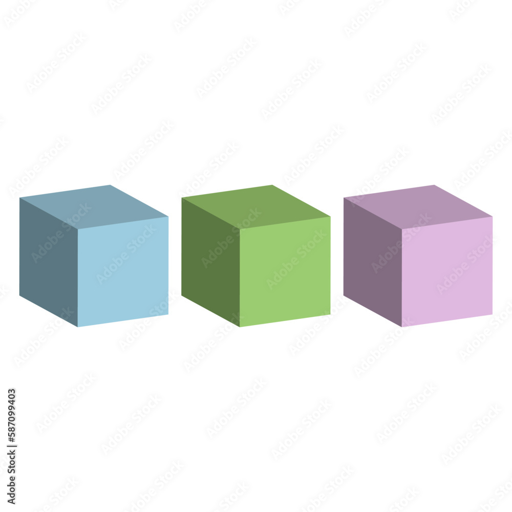 Poster three volume cubes for web design. digital technology background. vector illustration.