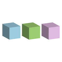 three volume cubes for web design. Digital technology background. Vector illustration.