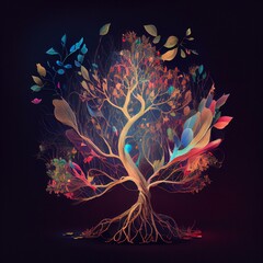 beautiful magic tree, the beginnings of life, a family tree, generative ai Generative AI