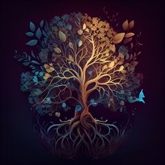 beautiful magic tree, the beginnings of life, a family tree, generative ai Generative AI