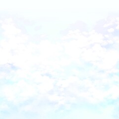Fototapeta na wymiar Cute pastel blue sky with clouds hand drawn background