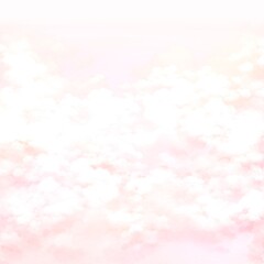 Cute pastel peach sky with clouds hand drawn background