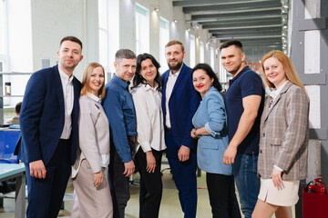 a group of men and women in coworking. the concept of teamwork.