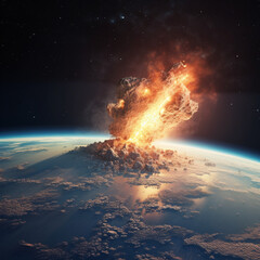A Meteor hitting the earth, Huge Explosion, Generative AI