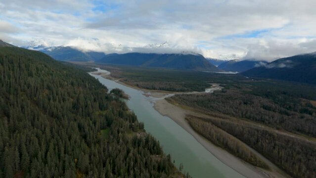 Captivating Aerial Views Above Nature Where Taku and Wright Rivers Converge, Alaska