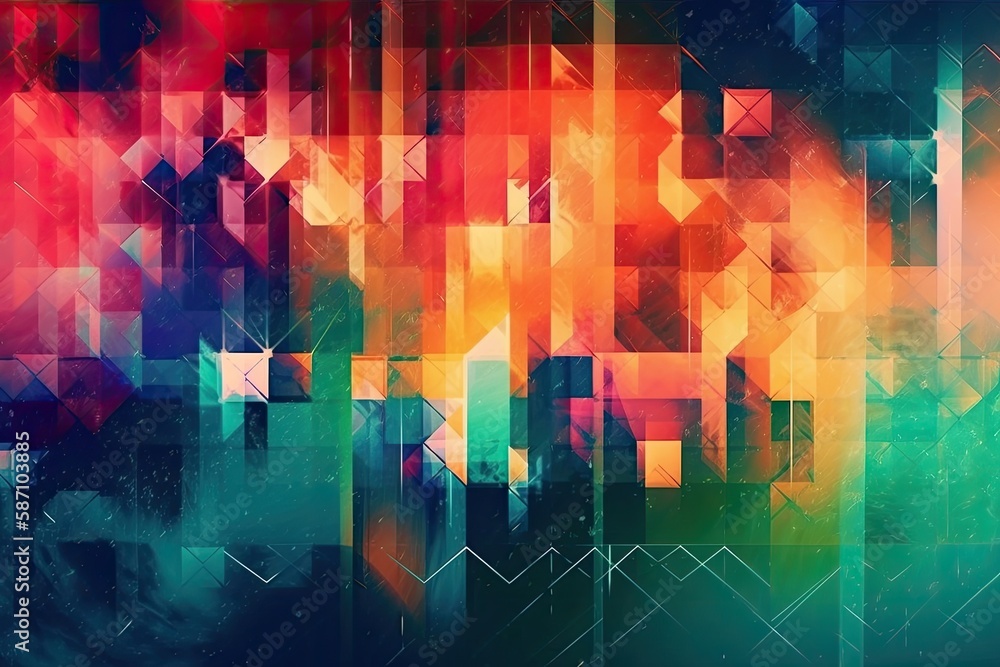 Poster vibrant abstract background with intersecting squares and lines. generative ai