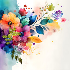watercolor floral background, colorful watercolor flower design, generative ai