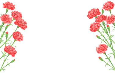 水彩絵の具で描いた母の日のカーネーションイラスト