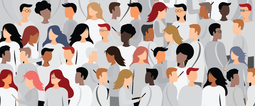 Man and woman silhouettes with different appearance - diversity concept - vector illustration