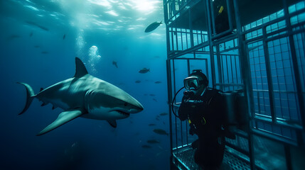 Shark Diving - obrazy, fototapety, plakaty