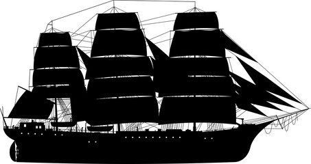 Silhouette of a sailing ship. © norsob